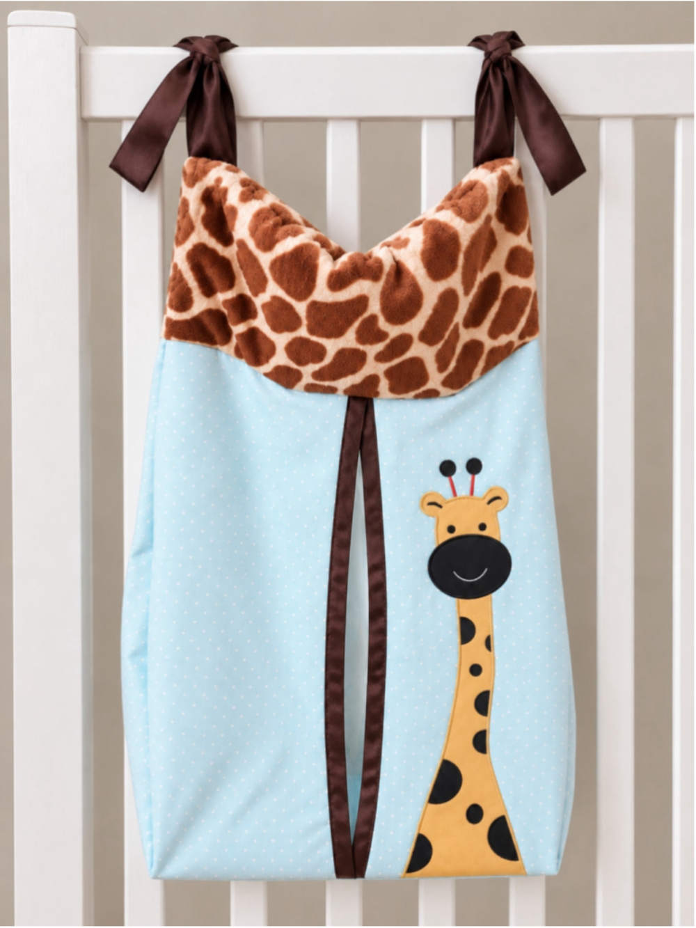 Lambs & Ivy Blue Giraffe Hanging Diaper Caddy Nursery Crib Organizer